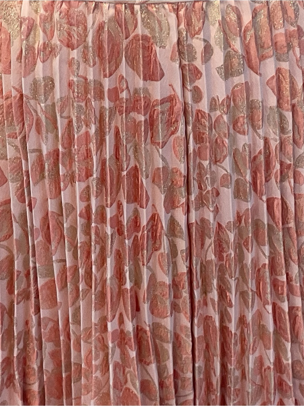 kate spade Pink Metallic Floral Pleated Midi Skirt - Picture 4 of 10
